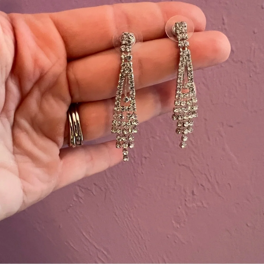 Bridal set - earrings and necklace, crystal/CZ beauties, 3D necklace, vintage - Picture 7 of 7